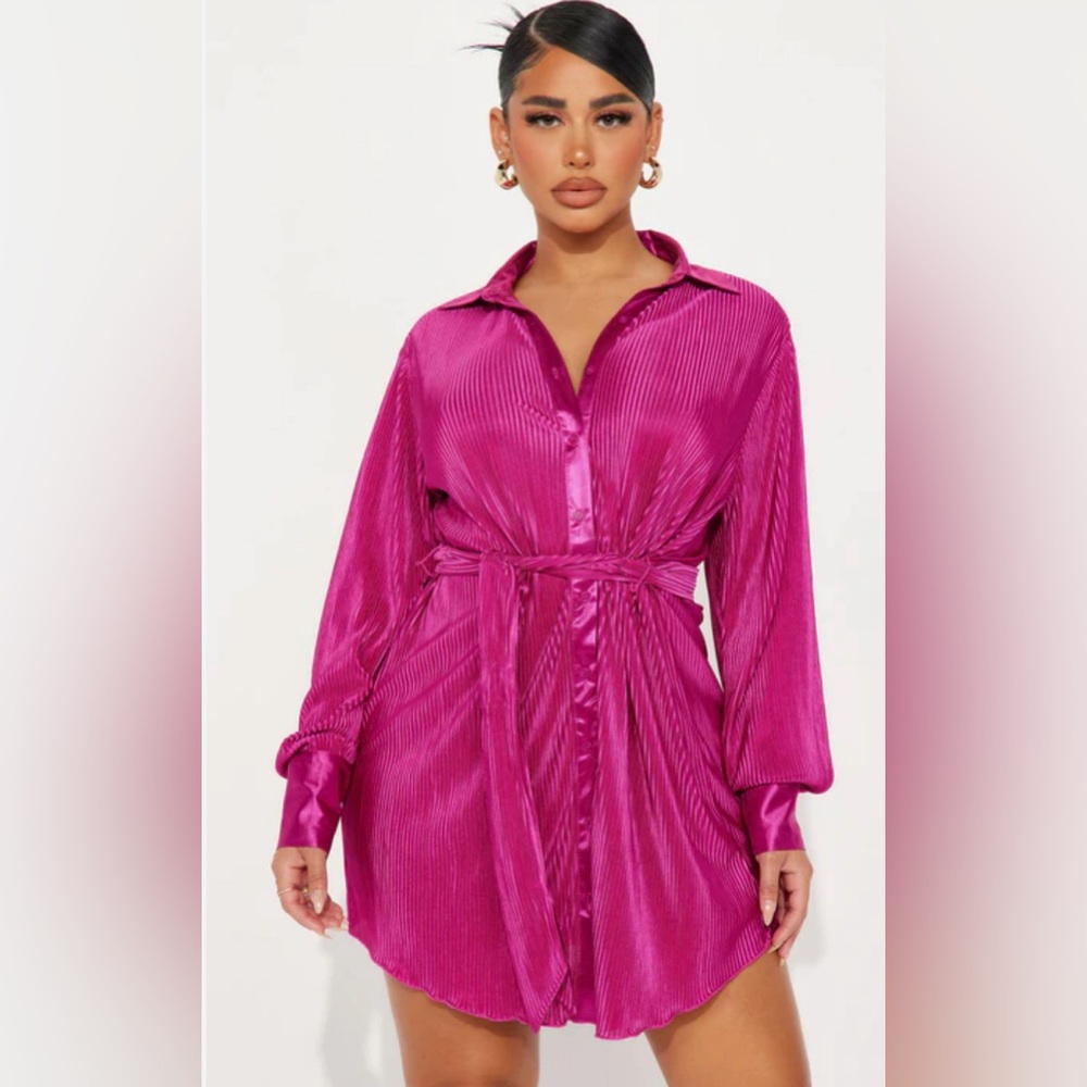 Heart & Heels Hot Pink Belted Dress